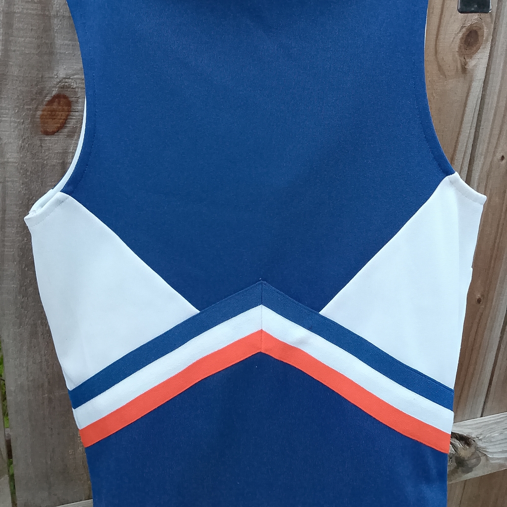 CIUGARS Varsity Blue & Orange Athletic Cheerleading Top or Halloween Costume XS - Picture 5 of 11